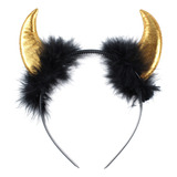Diadema De Peluche Golden Ox Bull Horn Para Halloween Para N