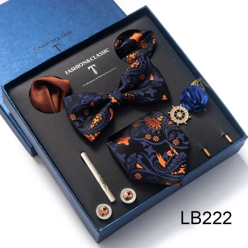 Conjunto Set Corbata Moño Pañuelo Pisa Corbata Broche Regalo