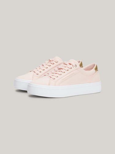 Tenis De Lona Rosa Con Talón Metalizado Tommy Hilfiger Mujer