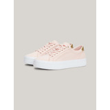 Tenis De Lona Rosa Con Talón Metalizado Tommy Hilfiger Mujer