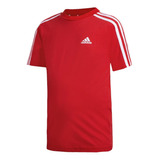 Camisa Infantil adidas Essentials Vermelha 3 Stripes Algodão