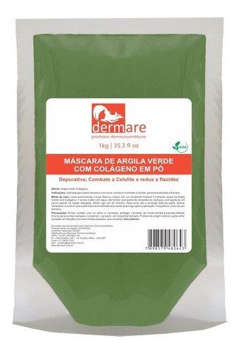 Argila Verde Com Colágeno Natural - 1kg