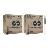 Kit 2 Caixa Cabo Coaxial Rg6 Branco Bobina 100m Cabletech