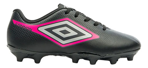 Chuteira Campo Umbro Cannon Junior  Preto /cinza /rosa Fluor