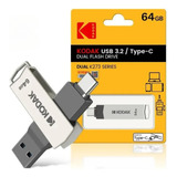 Pendrive Kodak K273 Series 64gb 3.2 Prateado