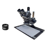 Microscópio Trinocular 7050 Base Aluminio + Lente Auxiliar
