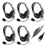 Kit 5 Headset Usb Voip Com Cancelador De Ruído Agem Ahx300