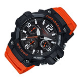 Reloj Casio Chronograph Mcw100h-4av Hombre Time Square Color De La Correa Naranja Color Del Bisel Negro Color Del Fondo Gris Oscuro