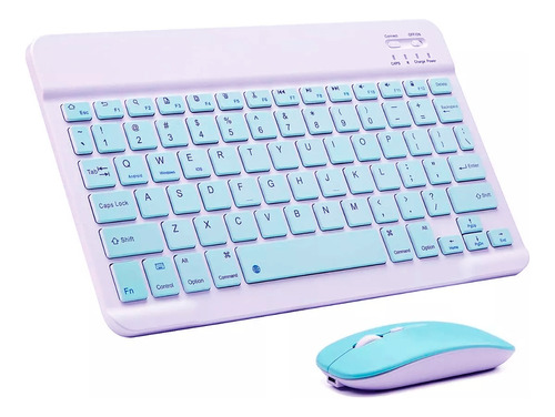 Kit Mouse Y Teclado Bluetooth Extra Planos Portatil Con Ñ