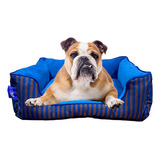 Cama Para Perro Mediano Premium Tela Suave, Base Impermeable Color Azul