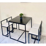 Conjunto Mesa 4 Cadeiras Pequena Estofado Branco Black Box Cor Preto Desenho Do Tecido Das Cadeiras Madeira