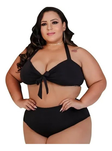 Kit Maiô Plus Size Biquíni Com Bojo Cintura Alta Praia Verão