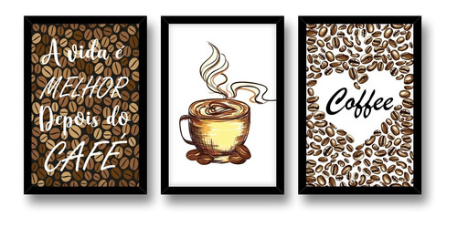 3 Quadrinhos Decorativo Para Cozinho Cantinho Café Cafeteria