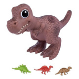 Boneco Dinossauro Tiranossauro Rex Com Som E Miniaturas Dino