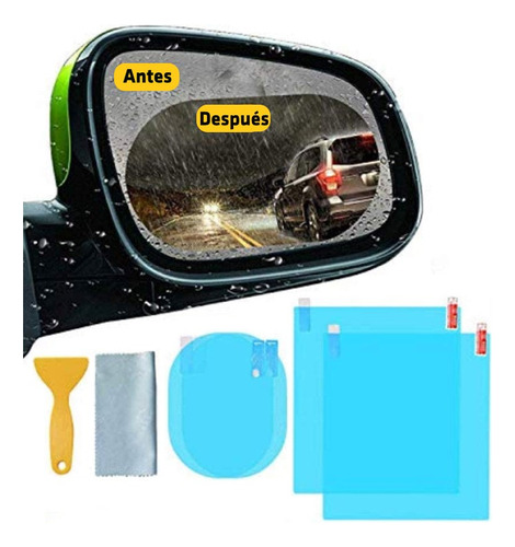 Film Impermeable Espejo Auto Retrovisor Anti Agua Niebla Par