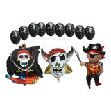 Globos De Pirata Metalico Latex Barco Pirata Calavera