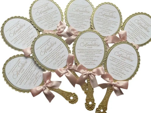 23 Invitaciones Espejo De Mano Bella Y Bestia, Cenicienta