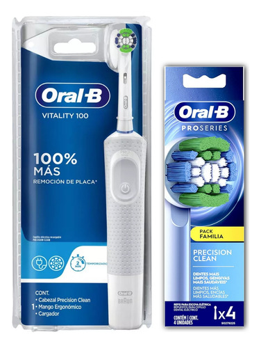 Oral-b Vitality 100 Cepillo Dental Eléctrico + 4 Cabezales