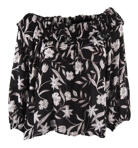 Blusa Negra Flores Blancas Reef