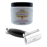 The Shaving Co Kit Crema De Afeitar Lavanda Rastrillo Negro