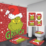 Juego De 4 Alfombrillas De Baño Con Cortina De Ducha Grinch