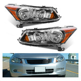 For 2008-2012 Honda Accord Sedan Black Headlights Amber  Yyc