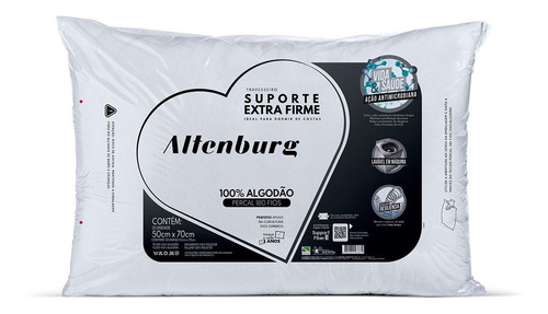 Travesseiro Suporte Extra Firme Altenburg Percal 180f 50x70