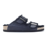 Sandalias Hush Puppies Classic Piel Corderito Negro Cuero