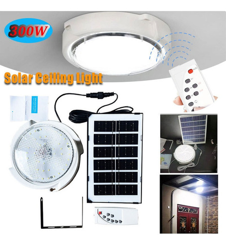 1 Luz De Teto Solar Led 300w Redondo Branca Teto Porch