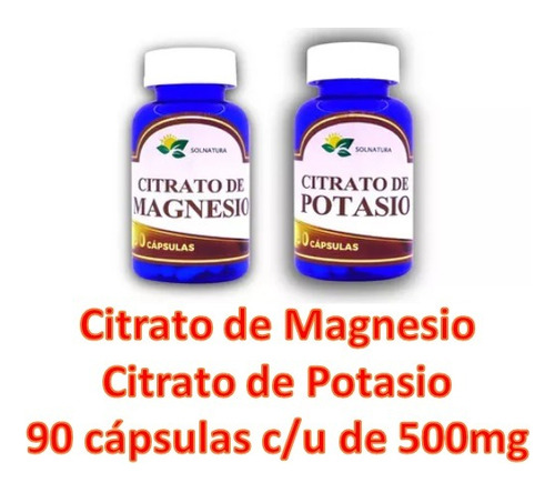 Pack Citrato Magnesio Y Citrato Potasio 90 Cáps 500 Mg C/u