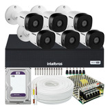 Kit Cftv 6 Cameras 1230 2mp Dvr Intelbras 3008c 1t Wd Purple