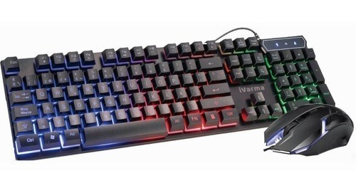 Combo Teclado Y Mouse Alambrico Con Luz Para Juego