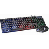 Combo Teclado Y Mouse Alambrico Con Luz Para Juego