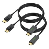 Uvooi Cable Displayport (dp) A Hdmi De 6 Pies, Paquete De 2,