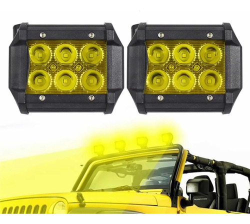 2 Faros Led 18w Amarillo 12/24v Camion Moto 4x4 Neblina Auto