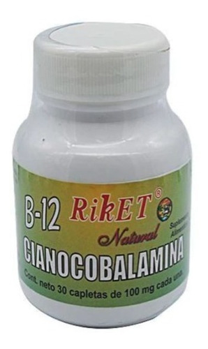 Vitamina B12 Cianocobalamina 100 Mg 30 Cap Riket Natural