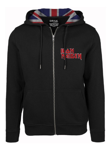 Chaqueta Hoodie Cremallera Abierto Bordado Iron Maiden