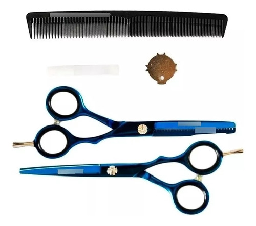 Kit Barberia Tijeras Corte Pulir Profesionales 5.5 + Estuche