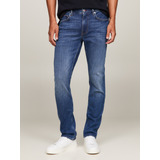 Jeans Denton Straight Efecto Desteñido Azul Tommy Hilfiger