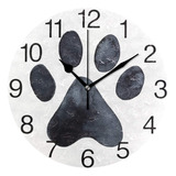 Senya Reloj De Pared Redondo Con Diseño De Huella De Perro 