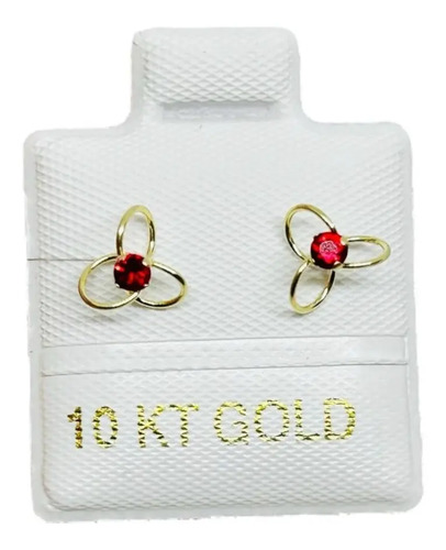 Broquel Flor Con Piedra Oro 10k Garantizado