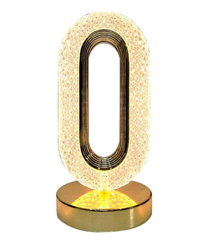 Luminária Abajur De Mesa Cristal Oval Moderna Dourado Usb