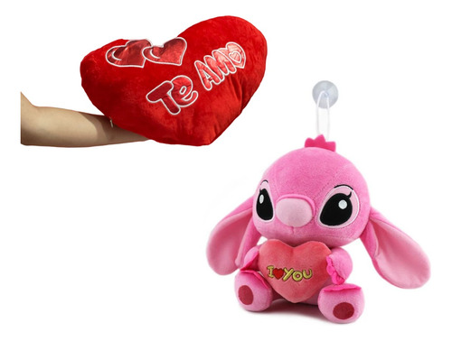 Combo Día De Los Enamorados San Valentín Peluches Stitch 