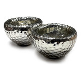 Set 2 Bowl Doble Pared Martillado Artesanal De Color Espejo