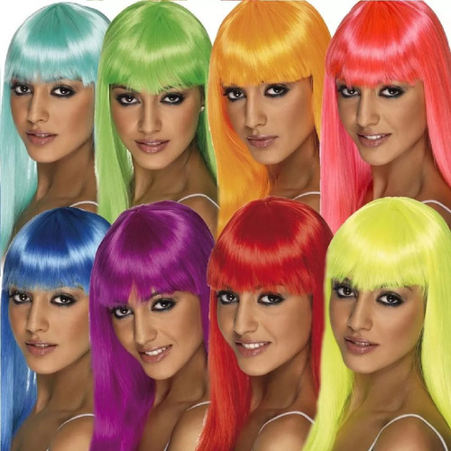 Peruca Cabelo Comprido Liso Acessório Fantasia Carnaval Cor Cores