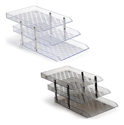 Bandeja Para Documentos Tripla Móvel Cor Cristal Maxcril