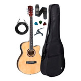 Violão Elétrico Class Cla40ce Natural Kit Capa Acessórios