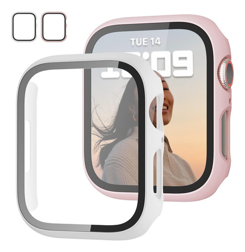 2 Fundas Blancas+rosa Para La Serie Apple Watch