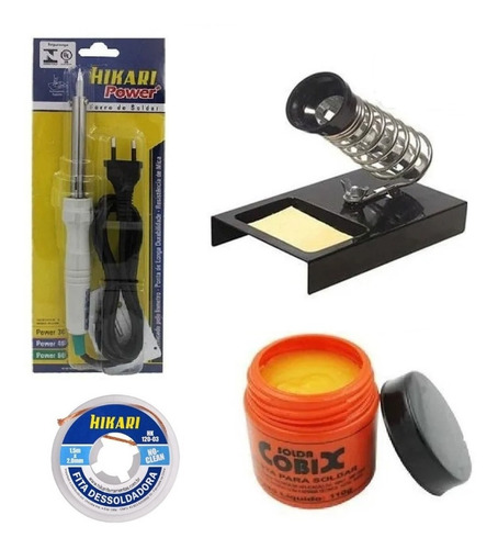 Kit Ferro Solda Hikari Suporte Pasta Solda Fita Dessoldadora