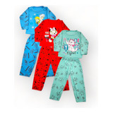 Kit 9 Pijama Infantil Princesa Longo Malha Inverno 1 A 9 Ano